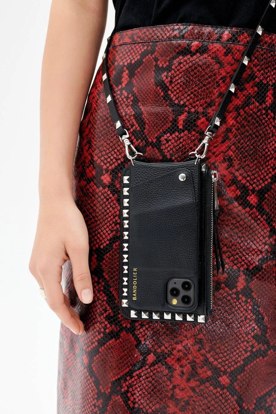 Bandolier SARAH 2020-21FW Plain Leather IPhone 8 IPhone 8 Plus IPhone X IPhone XS For Women Black/pewter X Iphone 13 Pro Max 2 Bandolier SARAH 2020-21FW Plain Leather IPhone 8 IPhone 8 Plus IPhone X IPhone XS For Women Black/pewter X Iphone 13 Pro Max - Image 2