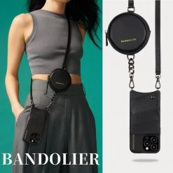 Bandolier Unisex Street Style Plain Leather Co-ord Logo IPhone 13 For Women Black/pewter X Iphone 13mini