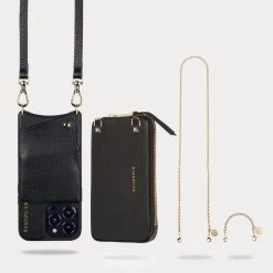 Bandolier Unisex Street Style Chain Plain Leather Co-ord Logo For Women Emma Black Gold X Iphone12 Pro Max -Bandolier Online Shop org 4820