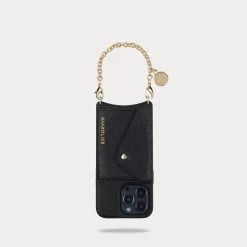 Bandolier Unisex Street Style Chain Plain Leather Co-ord Logo For Women Emma Black Gold X Iphone12 Pro Max -Bandolier Online Shop org 4829
