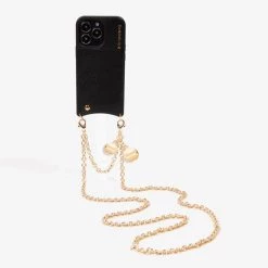 Bandolier Unisex Street Style Chain Plain Leather Co-ord Logo For Women Emma Black Gold X Iphone12 Pro Max -Bandolier Online Shop org 4830