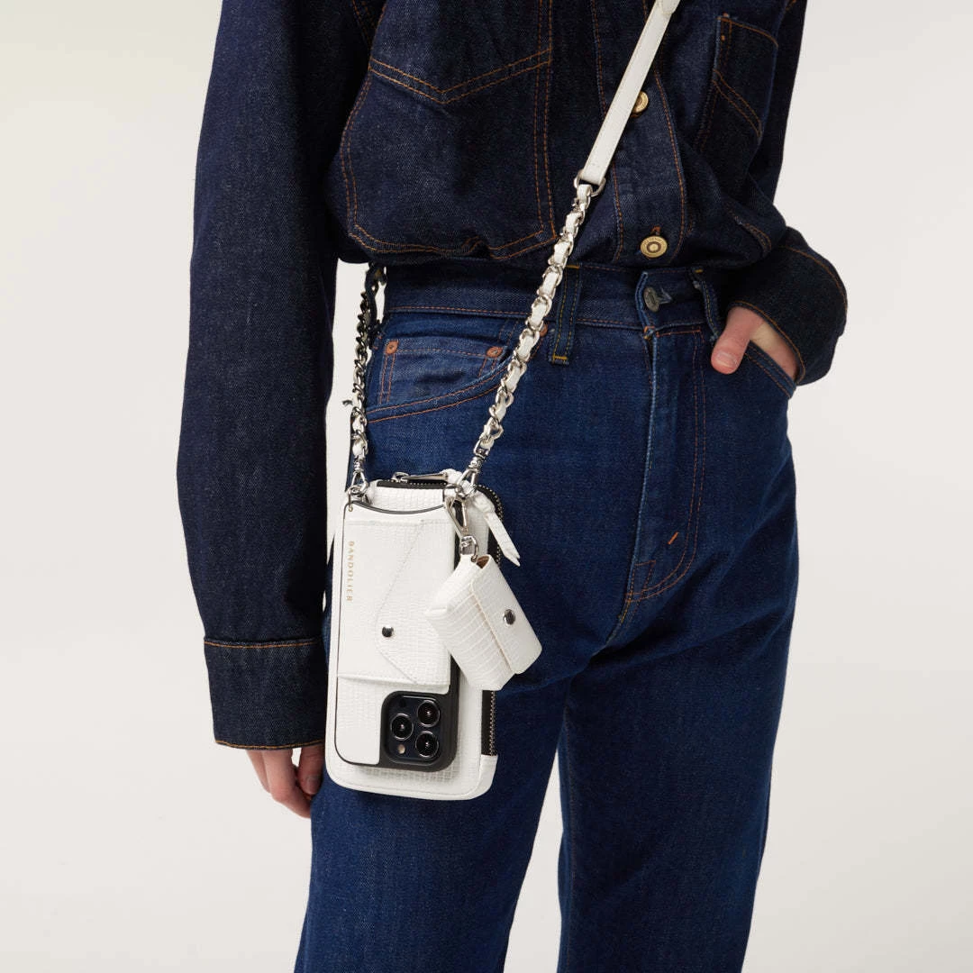 Bandolier 2022-23FW Chain Plain Leather Logo IPhone 13 IPhone 13 Pro For Women White/silver X Iphone 13 Pro 7 Bandolier 2022-23FW Chain Plain Leather Logo IPhone 13 IPhone 13 Pro For Women White/silver X Iphone 13 Pro - Image 7