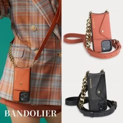 Bandolier Unisex Chain Plain Leather Logo IPhone 13 IPhone 13 Mini For Women Black/gold+1000 X Iphone 13