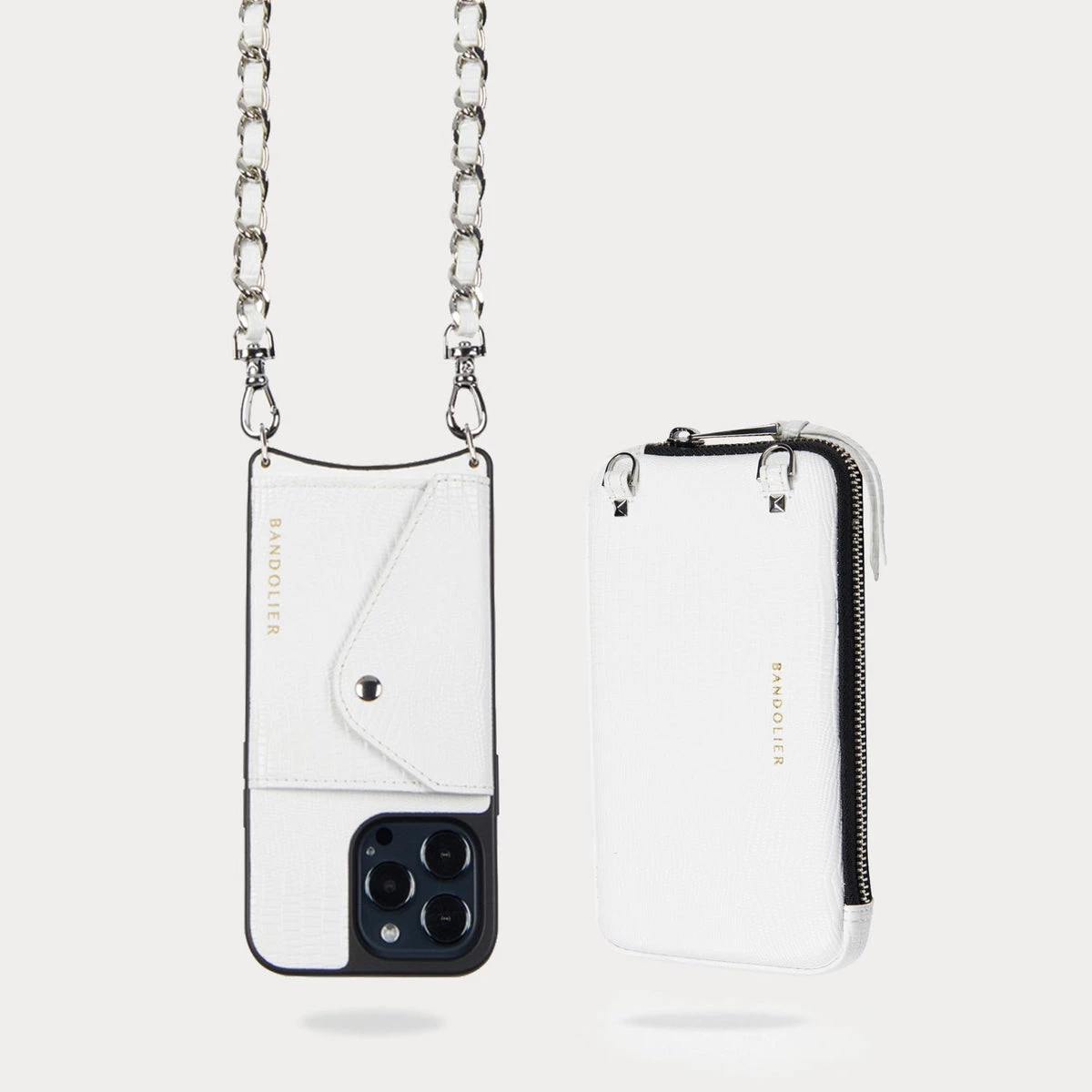 Bandolier 2022-23FW Chain Plain Leather Co-ord Logo IPhone 13 IPhone 13 Pro For Women White/silver X Iphone 12 Pro Max 2 Bandolier 2022-23FW Chain Plain Leather Co-ord Logo IPhone 13 IPhone 13 Pro For Women White/silver X Iphone 12 Pro Max - Image 2