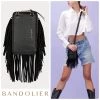 Bandolier Plain Leather Fringes Tech Accessories For Women Black/gold X One Size