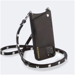 Bandolier 2020-21FW Plain Leather Smart Phone Cases For Women Black/gold X Iphone 12 Pro Max -Bandolier Online Shop org 5568