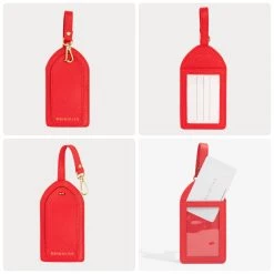 Bandolier Unisex Plain Leather Logo Tech Accessories For Women Poppy Red/gold X One Size -Bandolier Online Shop org 5646