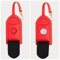 Bandolier Unisex Plain Leather Logo Tech Accessories For Women Poppy Red/gold X One Size -Bandolier Online Shop org 5647