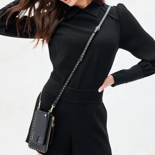 Bandolier 2020 Cruise Studded Plain Leather Logo Smart Phone Cases For Women Black/gold X One Size 4 Bandolier 2020 Cruise Studded Plain Leather Logo Smart Phone Cases For Women Black/gold X One Size - Image 4