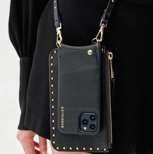 Bandolier 2020 Cruise Studded Plain Leather Logo Smart Phone Cases For Women Black/gold X One Size 6 Bandolier 2020 Cruise Studded Plain Leather Logo Smart Phone Cases For Women Black/gold X One Size - Image 6