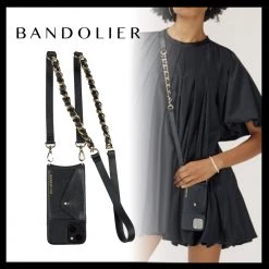 Bandolier Unisex Street Style Plain Leather Bridal Logo IPhone 13 For Women Black Gold X One Size