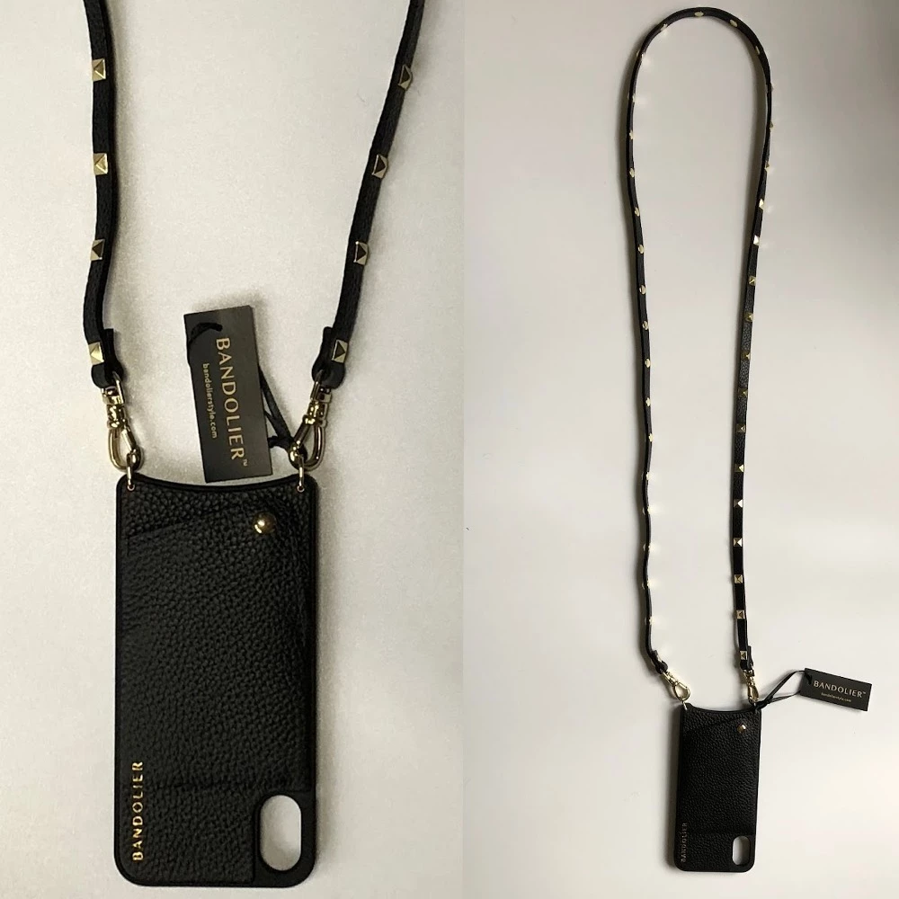 Bandolier Studded Plain Leather IPhone 8 IPhone 8 Plus IPhone X For Women Black/gold X Iphone X/xs 5 Bandolier Studded Plain Leather IPhone 8 IPhone 8 Plus IPhone X For Women Black/gold X Iphone X/xs - Image 5