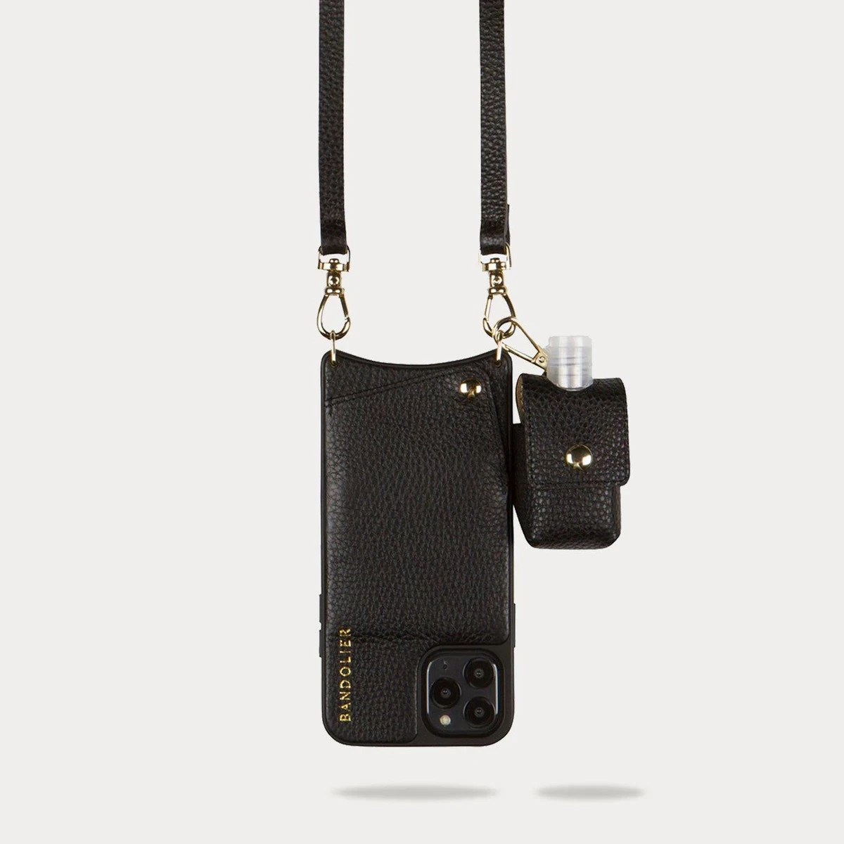 Bandolier Unisex Plain Leather Logo Tech Accessories For Women Black/pewter X One Size 3 Bandolier Unisex Plain Leather Logo Tech Accessories For Women Black/pewter X One Size - Image 3