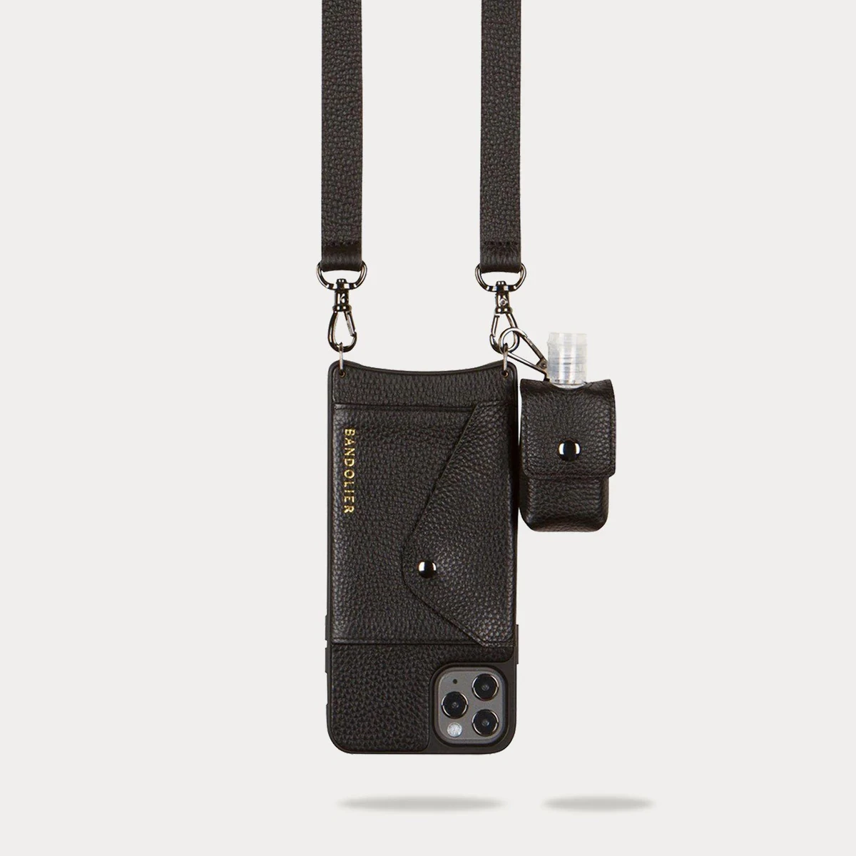 Bandolier Unisex Plain Leather Logo Tech Accessories For Women Black/pewter X One Size 5 Bandolier Unisex Plain Leather Logo Tech Accessories For Women Black/pewter X One Size - Image 5