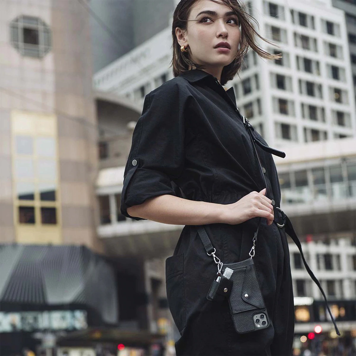 Bandolier Unisex Plain Leather Logo Tech Accessories For Women Black/pewter X One Size 8 Bandolier Unisex Plain Leather Logo Tech Accessories For Women Black/pewter X One Size - Image 8