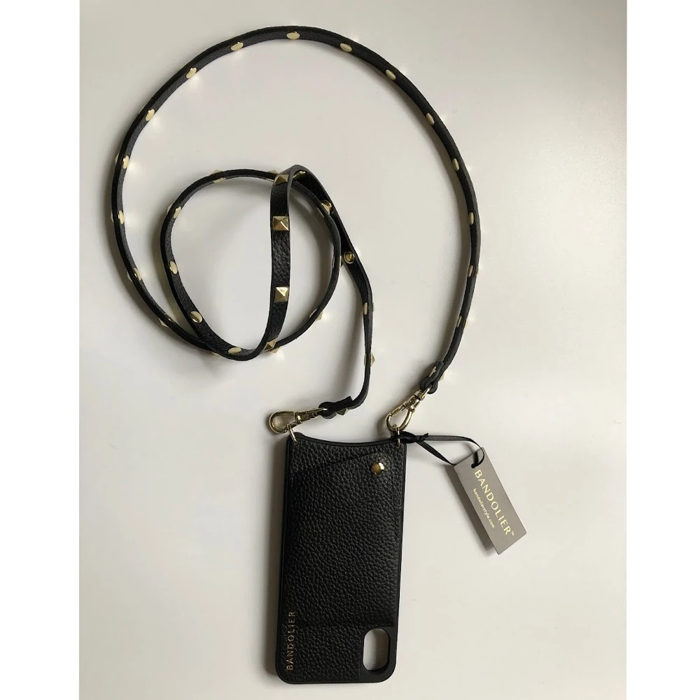 Bandolier Studded Plain Leather IPhone 8 IPhone 8 Plus IPhone X For Women Black/gold X Iphone X/xs 9 Bandolier Studded Plain Leather IPhone 8 IPhone 8 Plus IPhone X For Women Black/gold X Iphone X/xs - Image 9