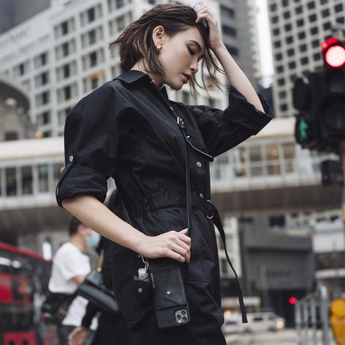 Bandolier Unisex Plain Leather Logo Tech Accessories For Women Black/pewter X One Size 10 Bandolier Unisex Plain Leather Logo Tech Accessories For Women Black/pewter X One Size - Image 10