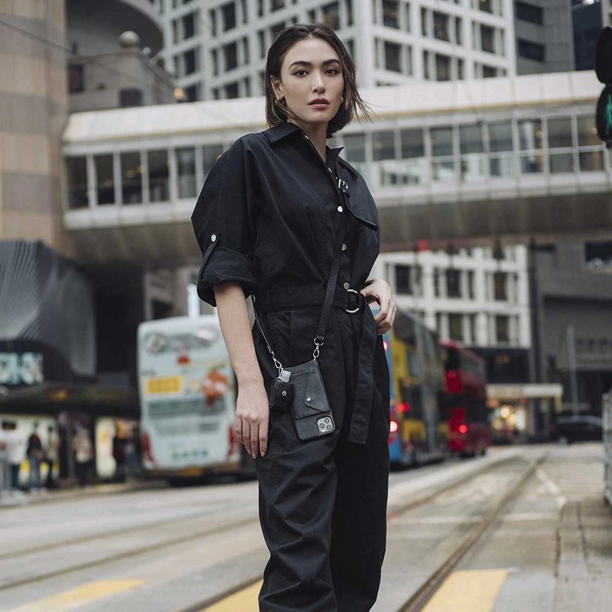 Bandolier Unisex Plain Leather Logo Tech Accessories For Women Black/pewter X One Size 11 Bandolier Unisex Plain Leather Logo Tech Accessories For Women Black/pewter X One Size - Image 11