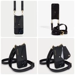 Bandolier Blended Fabrics Chain Plain Leather Fringes Logo IPhone 13 For Women Black/gold X Iphone 13 -Bandolier Online Shop org 5956