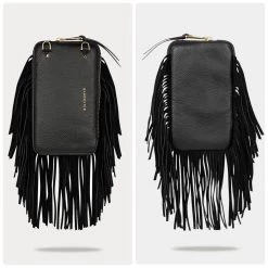 Bandolier Blended Fabrics Chain Plain Leather Fringes Logo IPhone 13 For Women Black/gold X Iphone 13 -Bandolier Online Shop org 5957