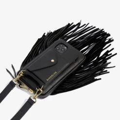 Bandolier Blended Fabrics Chain Plain Leather Fringes Logo IPhone 13 For Women Black/gold X Iphone 13 -Bandolier Online Shop org 5960