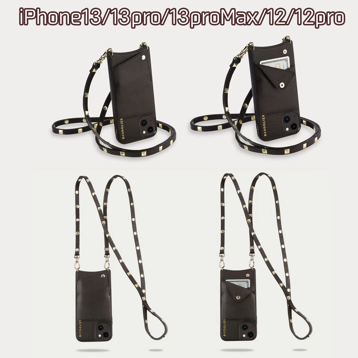 Bandolier Unisex Plain Leather Logo IPhone 13 IPhone 13 Mini For Women Black X Iphone13promax 3 Bandolier Unisex Plain Leather Logo IPhone 13 IPhone 13 Mini For Women Black X Iphone13promax - Image 3