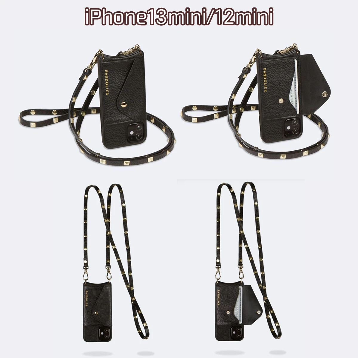 Bandolier Unisex Plain Leather Logo IPhone 13 IPhone 13 Mini For Women Black X Iphone13promax 4 Bandolier Unisex Plain Leather Logo IPhone 13 IPhone 13 Mini For Women Black X Iphone13promax - Image 4