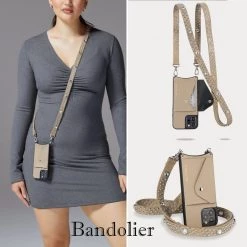 Bandolier Plain Leather IPhone 13 IPhone 13 Mini IPhone 13 Pro For Women Light Taupe/silver X Iphone 12 Pro Max