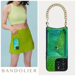 Bandolier Chain Plain Other Animal Patterns Leather Python Logo For Women Blue Green/gold X Iphone 13