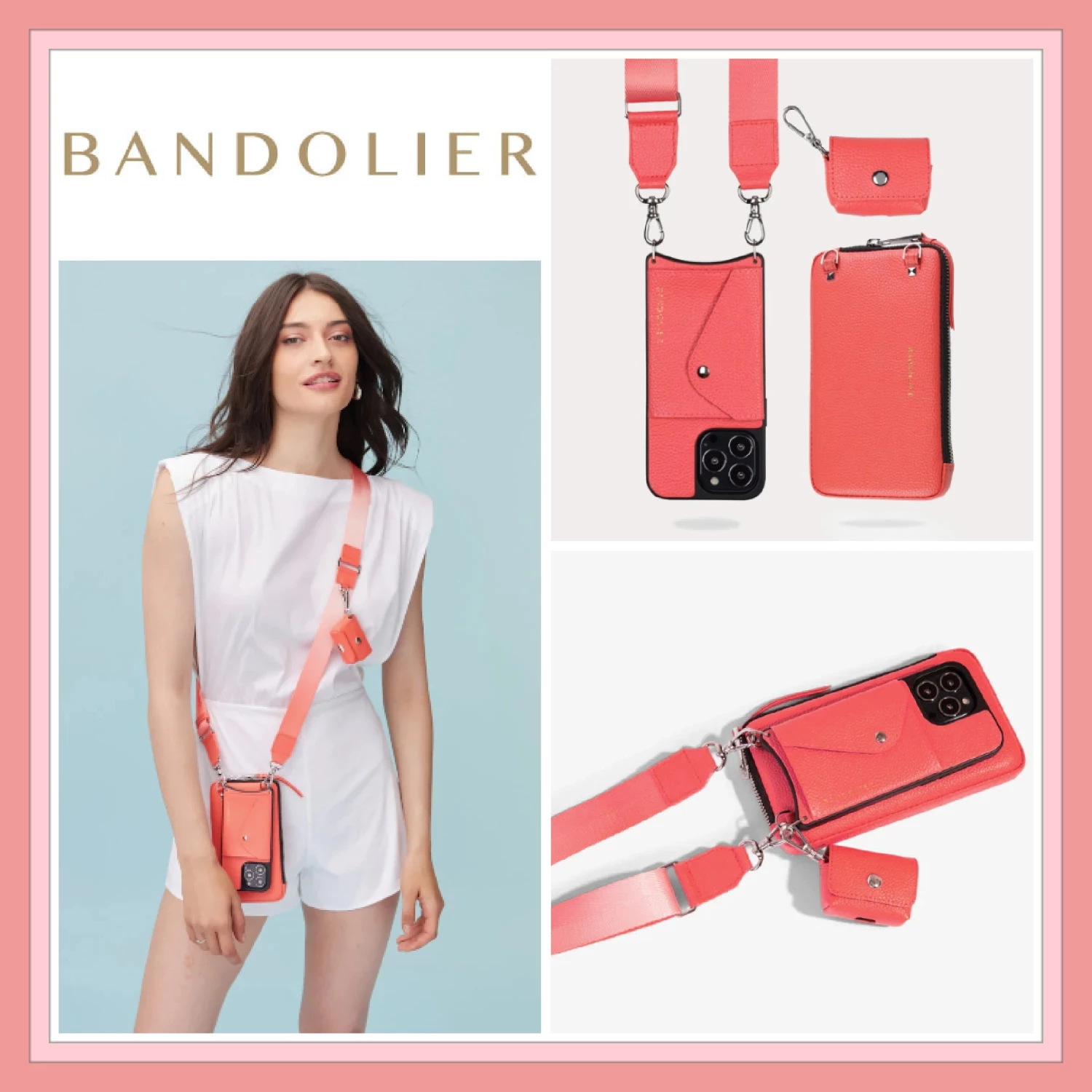 Bandolier 2022-23FW Leather IPhone 13 IPhone 13 Pro IPhone 13 Pro Max For Women Coral/silver X Iphone 12 / 12 Pro 1 Bandolier 2022-23FW Leather IPhone 13 IPhone 13 Pro IPhone 13 Pro Max For Women Coral/silver X Iphone 12 / 12 Pro