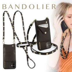 Bandolier SARAH Unisex Studded Street Style Plain Bridal Logo Metallic For Women Black X 13 Pro Max (stock Check)