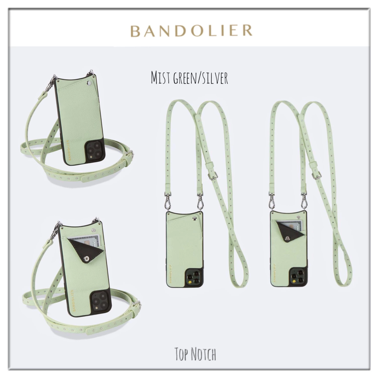 Bandolier NICOLE Street Style Plain IPhone 8 IPhone 8 Plus IPhone X IPhone XS For Women Mist Green/silver X Iphone 8 7 6/plus 4 Bandolier NICOLE Street Style Plain IPhone 8 IPhone 8 Plus IPhone X IPhone XS For Women Mist Green/silver X Iphone 8 7 6/plus - Image 4