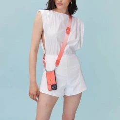 Bandolier Plain Leather Logo IPhone 13 IPhone 13 Pro IPhone 13 Pro Max For Women Coral/silver X Iphone 13 -Bandolier Online Shop org 6228