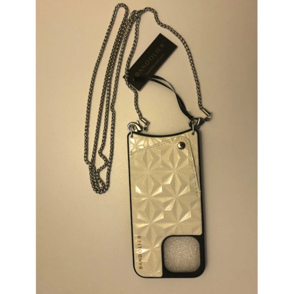 Bandolier Plain Leather Logo IPhone 13 IPhone 13 Pro IPhone 13 Pro Max For Women White/silver X Iphone 13 2 Bandolier Plain Leather Logo IPhone 13 IPhone 13 Pro IPhone 13 Pro Max For Women White/silver X Iphone 13 - Image 2