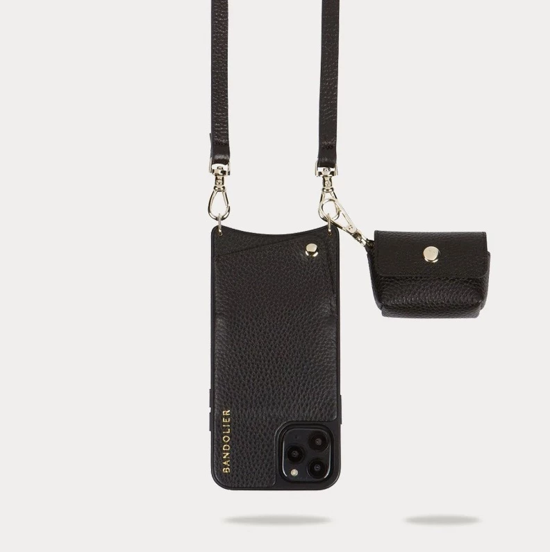 Bandolier Leather Smart Phone Cases For Women Black /silver X Air Pod Pro 5 Bandolier Leather Smart Phone Cases For Women Black /silver X Air Pod Pro - Image 5