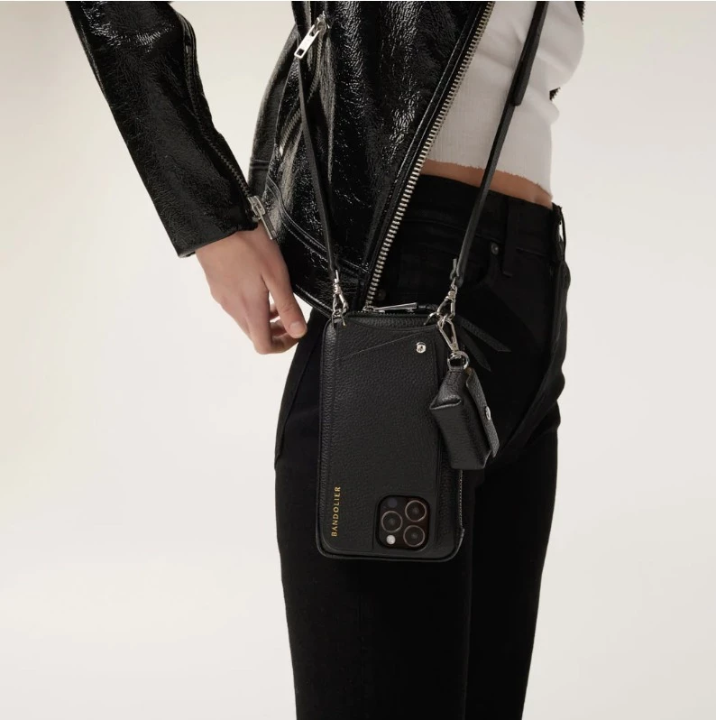 Bandolier Leather Smart Phone Cases For Women Black /silver X Air Pod Pro 8 Bandolier Leather Smart Phone Cases For Women Black /silver X Air Pod Pro - Image 8