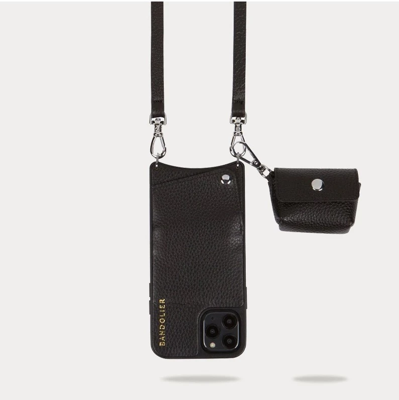 Bandolier Leather Smart Phone Cases For Women Black /silver X Air Pod Pro 9 Bandolier Leather Smart Phone Cases For Women Black /silver X Air Pod Pro - Image 9