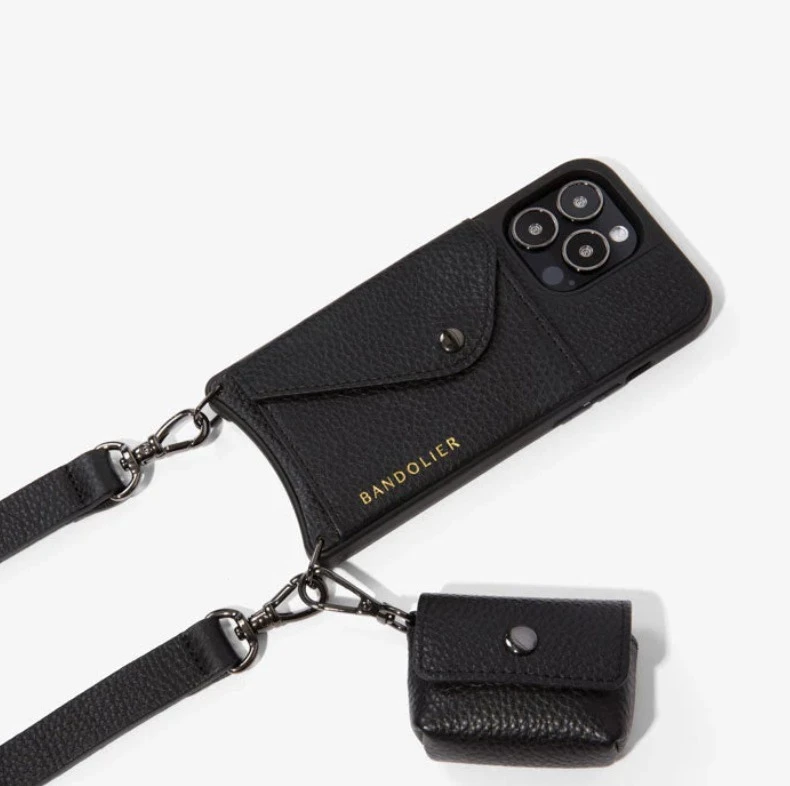 Bandolier Leather Smart Phone Cases For Women Black /silver X Air Pod Pro 13 Bandolier Leather Smart Phone Cases For Women Black /silver X Air Pod Pro - Image 13