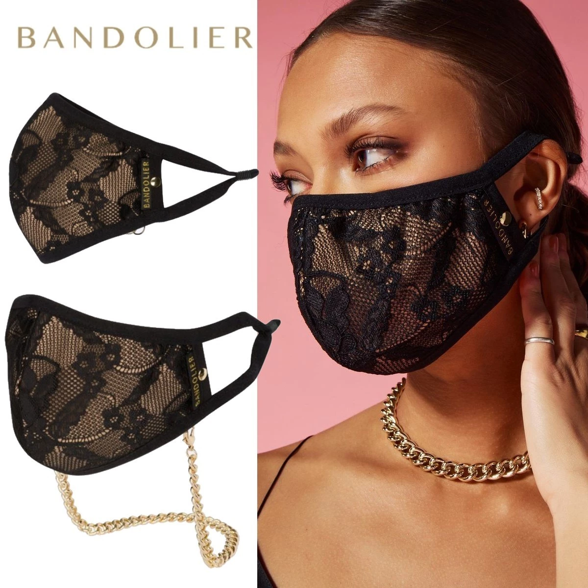 Bandolier 2021 Cruise Street Style Face Masks For Women Black/gold X One Size 1 Bandolier 2021 Cruise Street Style Face Masks For Women Black/gold X One Size