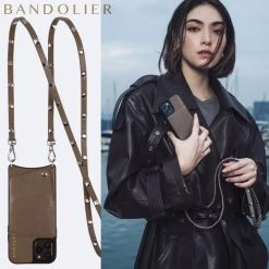 Bandolier 2020-21FW Unisex Street Style Plain Leather IPhone 8 IPhone 8 Plus For Women Dark Taupe/silver X Iphonexs/x