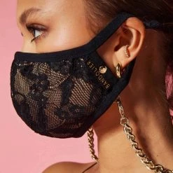 Bandolier Flower Patterns Street Style Face Masks For Women Black/gold X One Size -Bandolier Online Shop org 6732