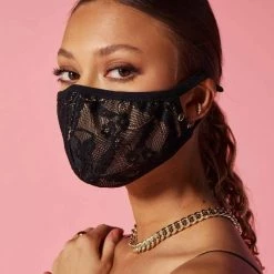 Bandolier Flower Patterns Street Style Face Masks For Women Black/gold X One Size -Bandolier Online Shop org 6736