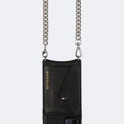 Bandolier 2021 SS Blended Fabrics Plain Leather Logo Camera Bag IPhone 11 Pro For Women Black/gold X Iphone 12 Mini -Bandolier Online Shop org 6811