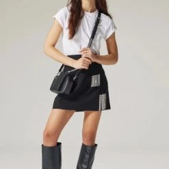 Bandolier 2021 SS Blended Fabrics Plain Leather Logo Camera Bag IPhone 11 Pro For Women Black/gold X Iphone 12 Mini -Bandolier Online Shop org 6816