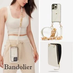Bandolier Plain Leather Co-ord Logo IPhone 13 IPhone 13 Mini For Women Stone/gold X Iphone 13 Mini