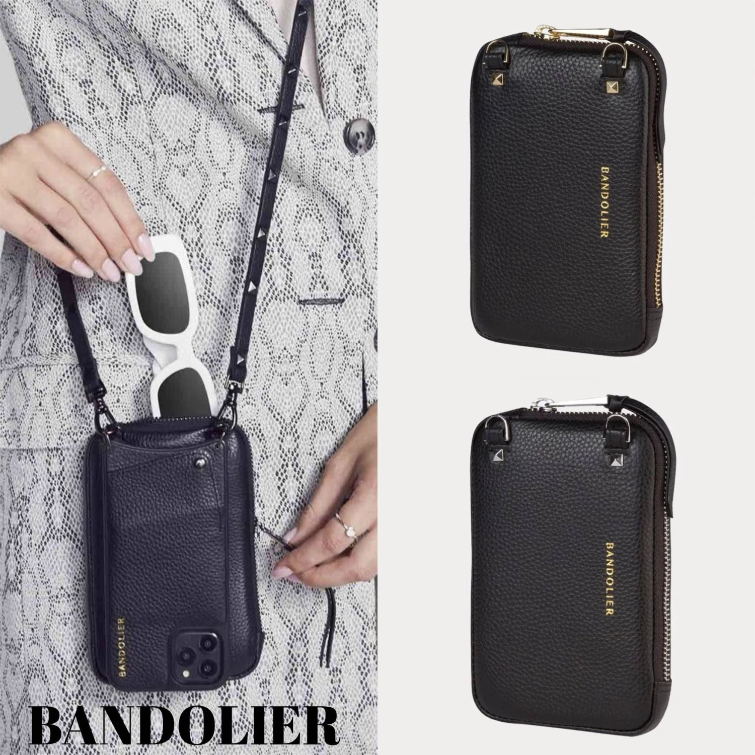 Bandolier Unisex Plain Leather Logo Smart Phone Cases For Women Silver X One Size 1 Bandolier Unisex Plain Leather Logo Smart Phone Cases For Women Silver X One Size