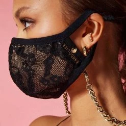 Bandolier Blended Fabrics Chain Co-ord Logo Face Masks For Women Beige X One Size -Bandolier Online Shop org 7559