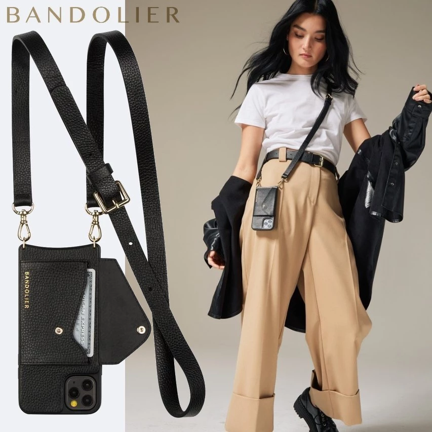 Bandolier 2021 Cruise Unisex Street Style Plain Leather IPhone 8 IPhone 8 Plus For Women Black/gold X Iphone11promax 1 Bandolier 2021 Cruise Unisex Street Style Plain Leather IPhone 8 IPhone 8 Plus For Women Black/gold X Iphone11promax