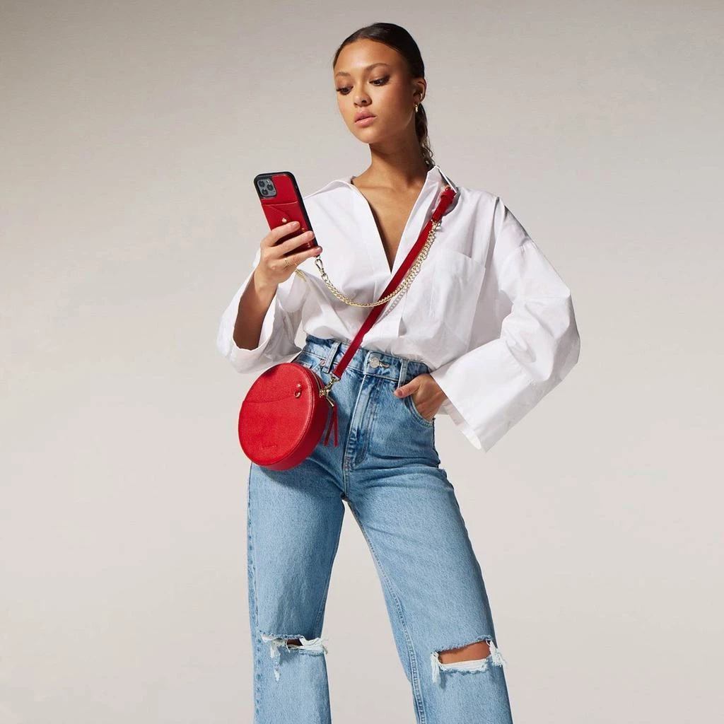 Bandolier Blended Fabrics Chain Plain Leather Bridal Tech Accessories For Women Red/gold X One Size 10 Bandolier Blended Fabrics Chain Plain Leather Bridal Tech Accessories For Women Red/gold X One Size - Image 10