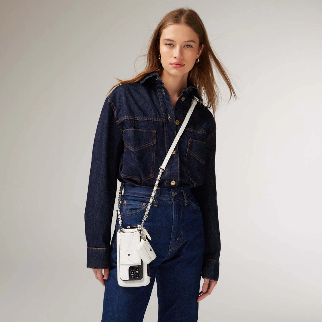 Bandolier 2022-23FW Plain Leather Co-ord Logo IPhone 13 IPhone 13 Pro For Women White/silver(airpod 3) X Iphone 13 Pro 4 Bandolier 2022-23FW Plain Leather Co-ord Logo IPhone 13 IPhone 13 Pro For Women White/silver(airpod 3) X Iphone 13 Pro - Image 4